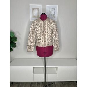 Vintage NOMADIC TRADERS Cardigan Sweater Women's S Wool Beige Button Up
